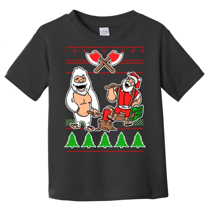 Lumberjack Santa Ugly Christmas Sweater Toddler T-Shirt