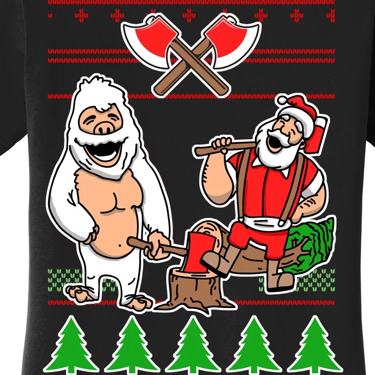 Lumberjack Santa Ugly Christmas Sweater Women's T-Shirt