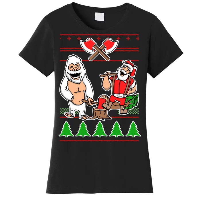 Lumberjack Santa Ugly Christmas Sweater Women's T-Shirt