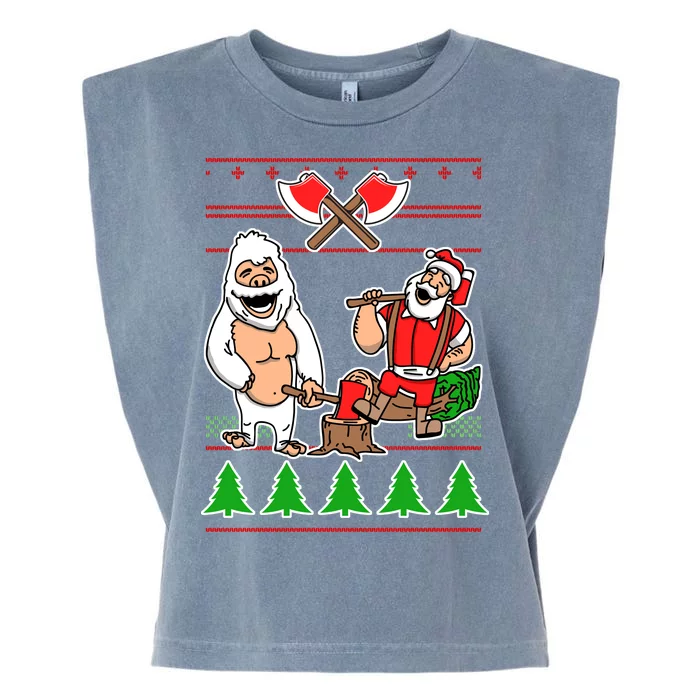 Lumberjack Santa Ugly Christmas Sweater Garment-Dyed Women's Muscle Tee