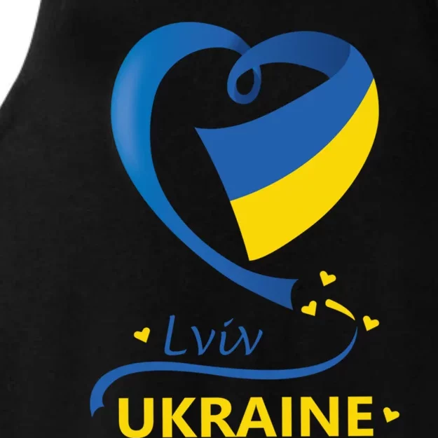 Lviv Ukraine National Flag Heart Emblem Crest Gift Ladies Tri-Blend Wicking Tank