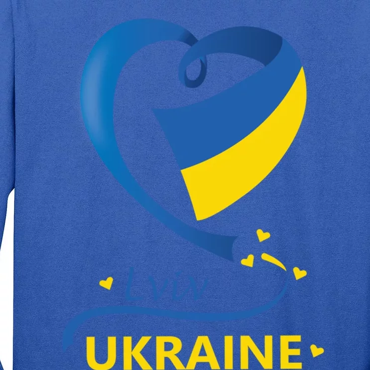 Lviv Ukraine National Flag Heart Emblem Crest Gift Tall Long Sleeve T-Shirt