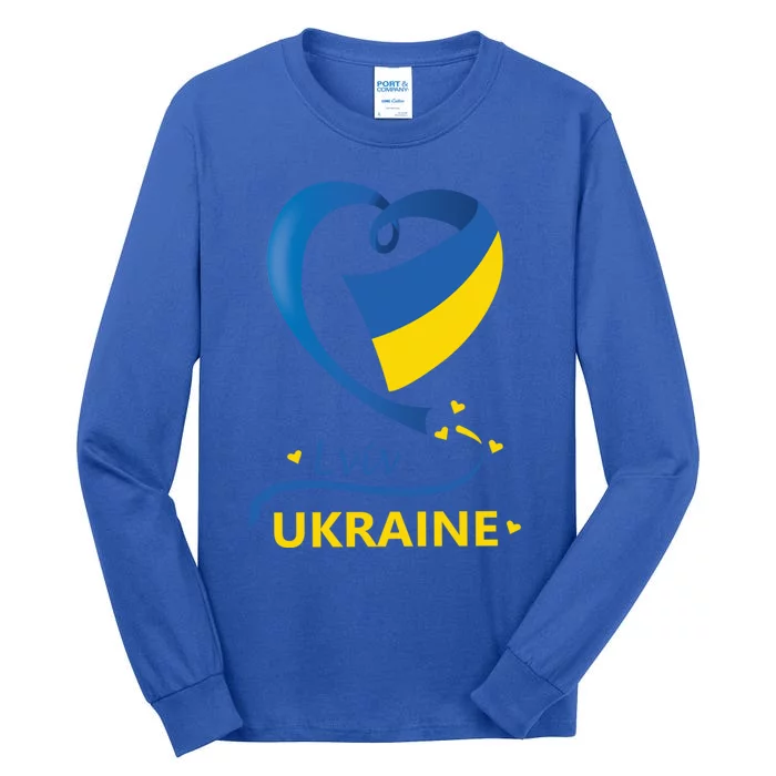 Lviv Ukraine National Flag Heart Emblem Crest Gift Tall Long Sleeve T-Shirt