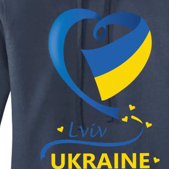 Lviv Ukraine National Flag Heart Emblem Crest Gift Women's Pullover Hoodie