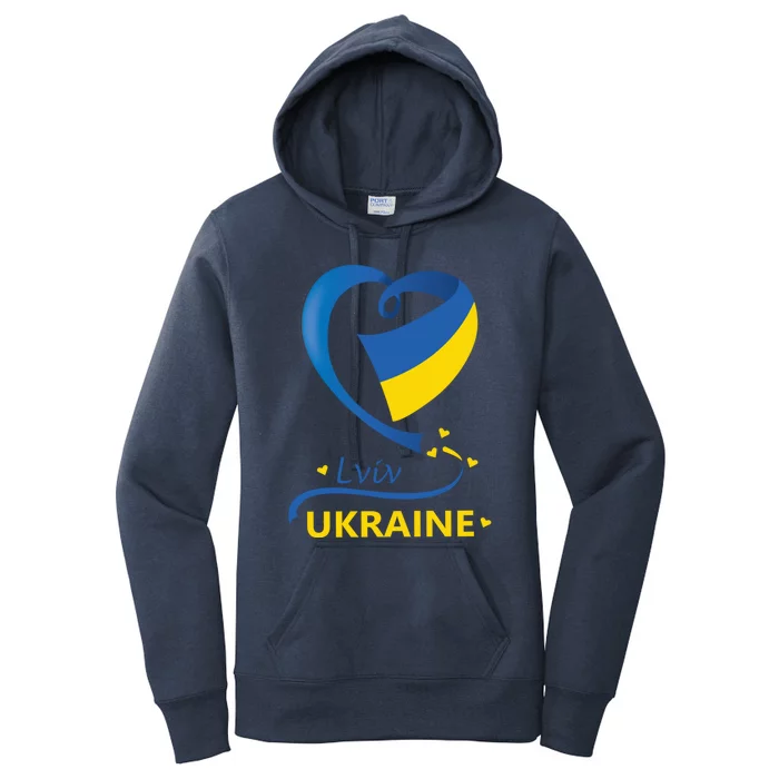 Lviv Ukraine National Flag Heart Emblem Crest Gift Women's Pullover Hoodie