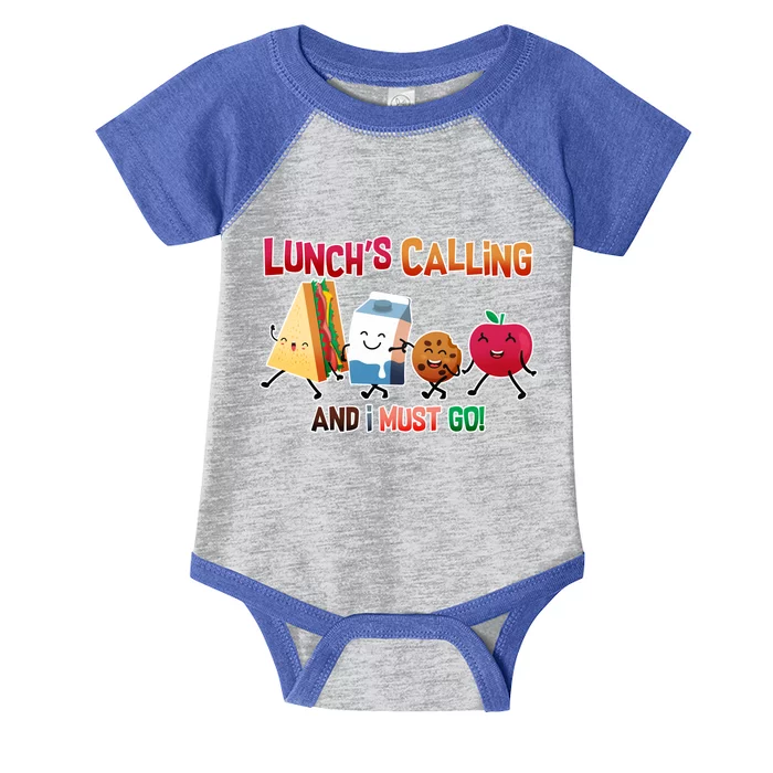 Lunch Is Calling And I Must Go Infant Baby Jersey Bodysuit