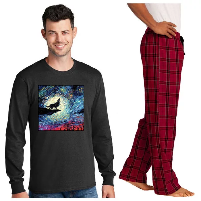 Lupine Night Howl Wolf Moon Long Sleeve Pajama Set