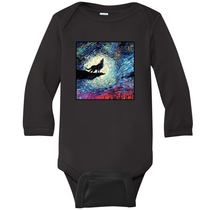 Lupine Night Howl Wolf Moon Baby Long Sleeve Bodysuit