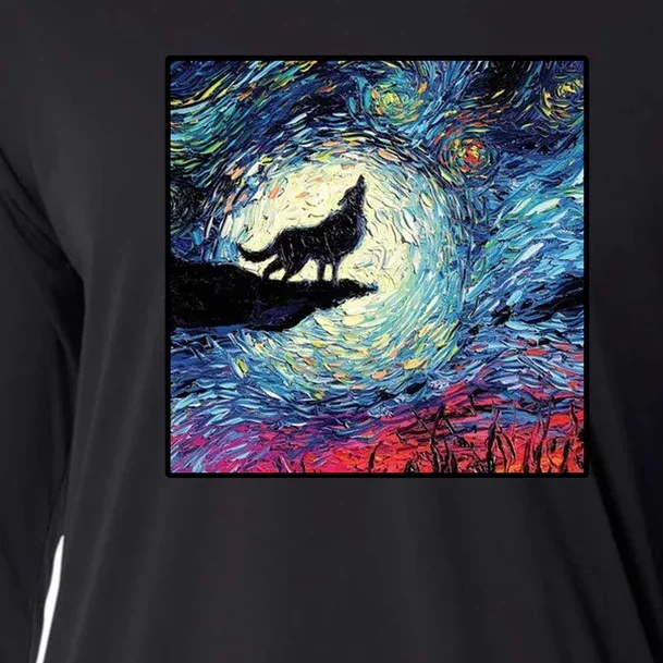 Lupine Night Howl Wolf Moon Cooling Performance Long Sleeve Crew