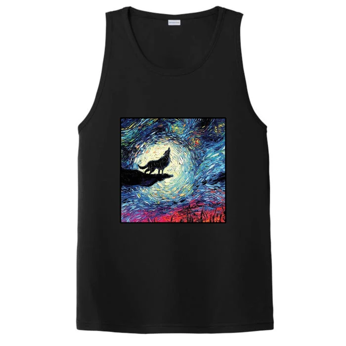 Lupine Night Howl Wolf Moon Performance Tank