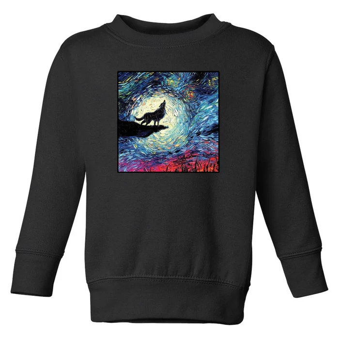 Lupine Night Howl Wolf Moon Toddler Sweatshirt