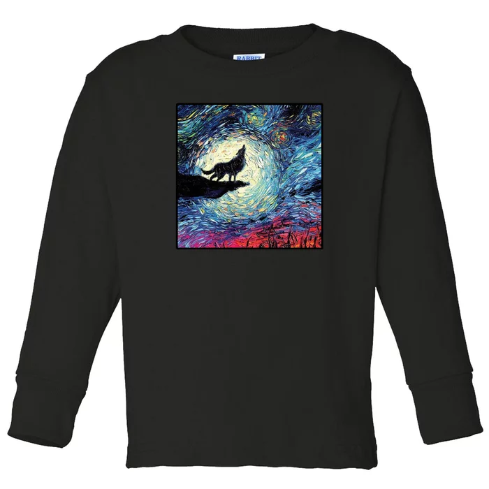 Lupine Night Howl Wolf Moon Toddler Long Sleeve Shirt