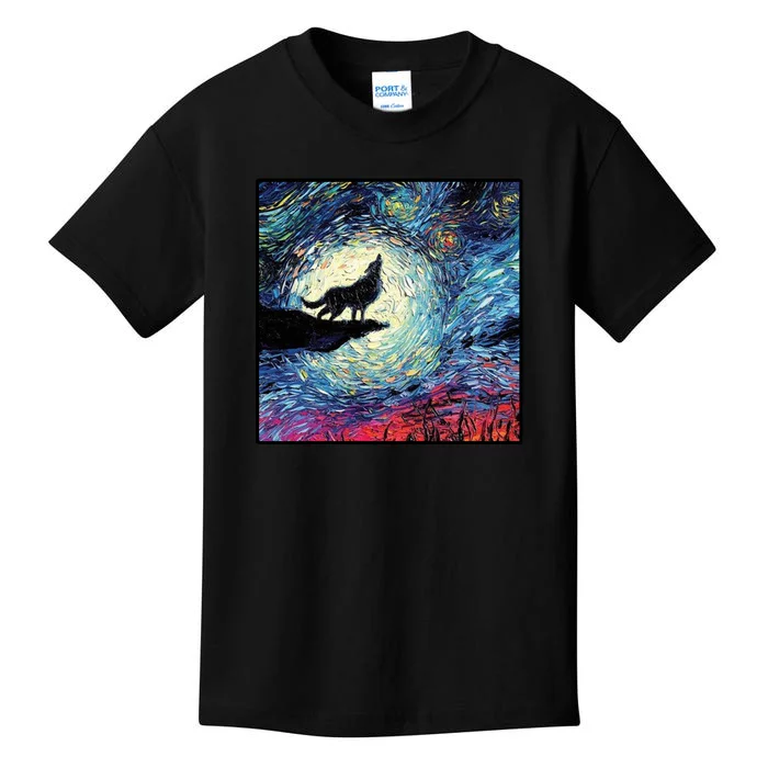 Lupine Night Howl Wolf Moon Kids T-Shirt