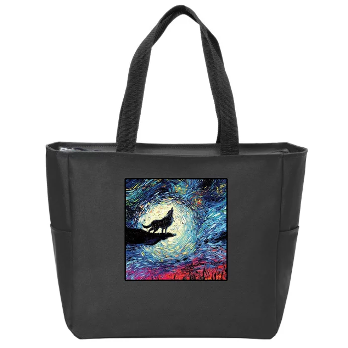 Lupine Night Howl Wolf Moon Zip Tote Bag