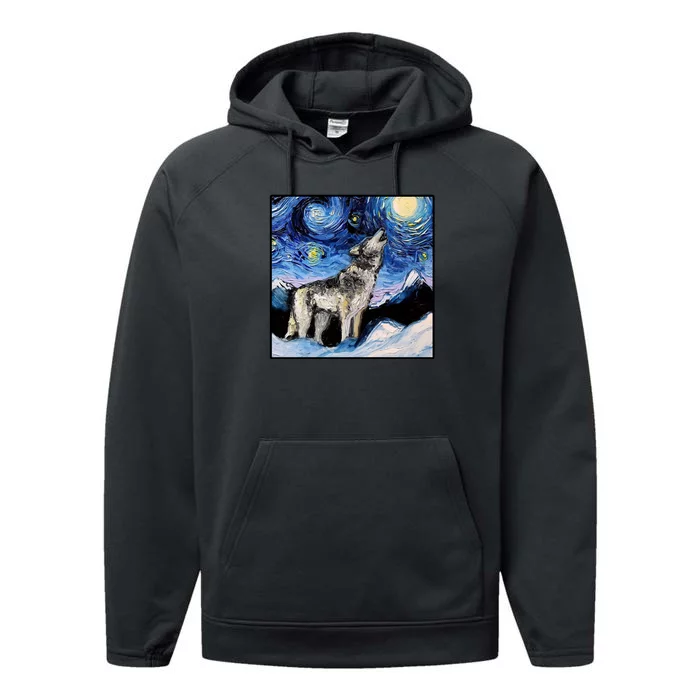 Lupine Night Wolf Painting Performance Fleece Hoodie