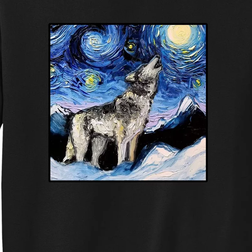 Lupine Night Wolf Painting Sweatshirt