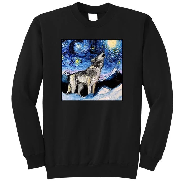 Lupine Night Wolf Painting Sweatshirt