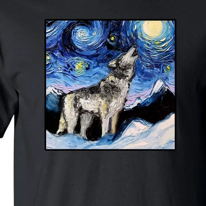 Lupine Night Wolf Painting Tall T-Shirt