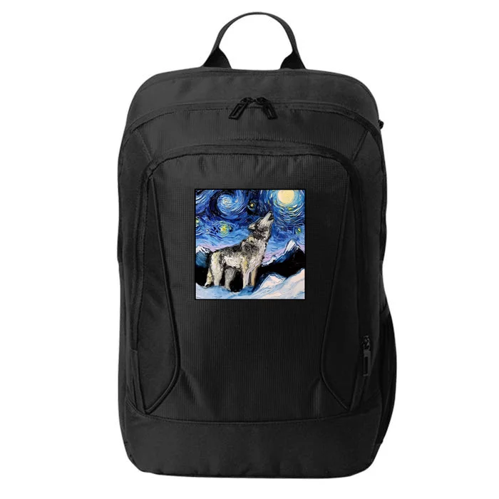 Lupine Night Wolf Painting City Backpack