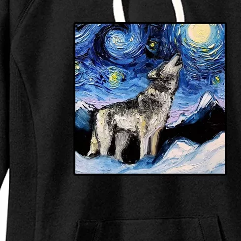 Lupine Night Wolf Painting Women's Fleece Hoodie