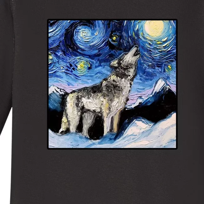 Lupine Night Wolf Painting Baby Long Sleeve Bodysuit