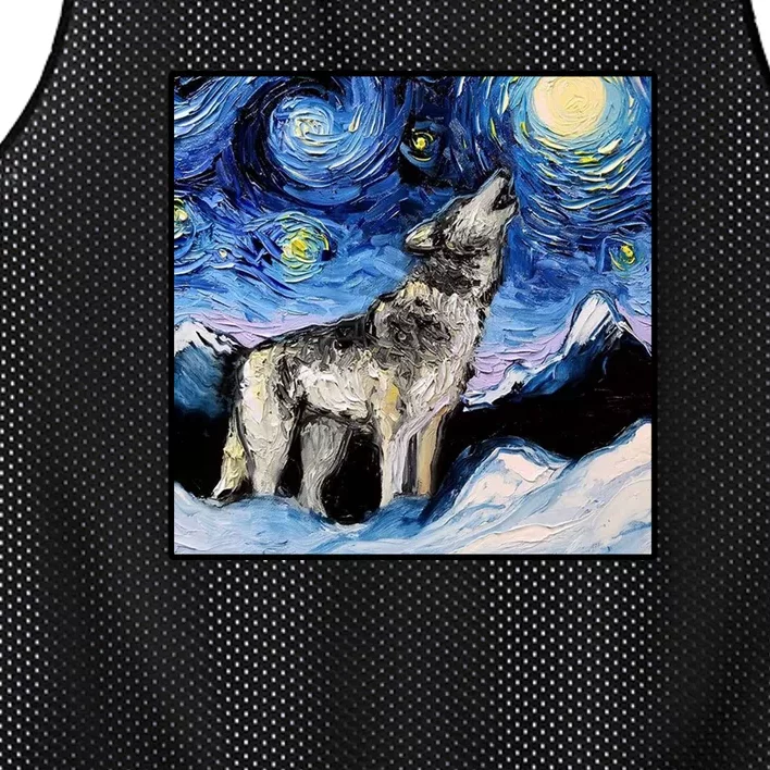 Lupine Night Wolf Painting Mesh Reversible Basketball Jersey Tank