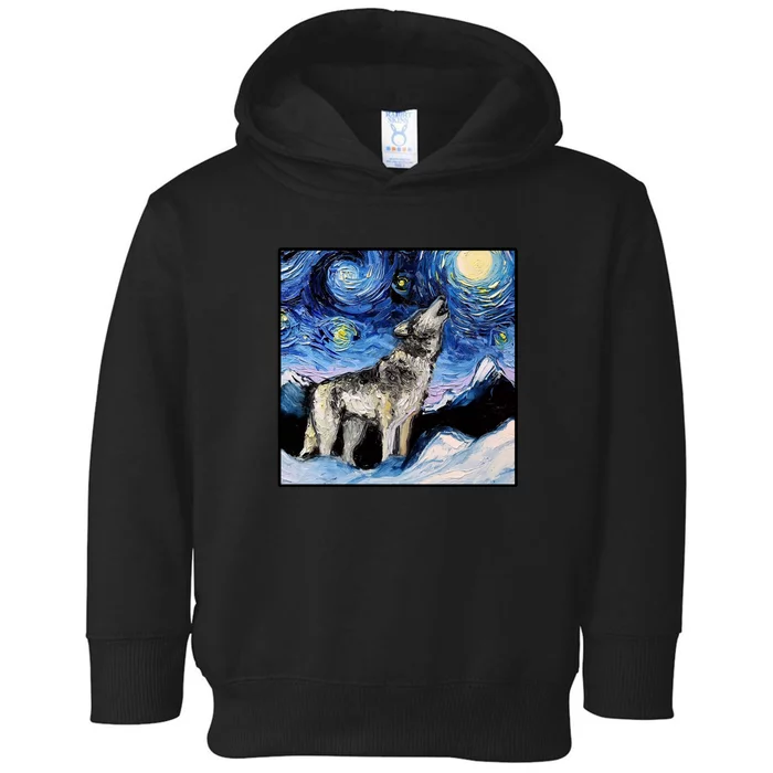 Lupine Night Wolf Painting Toddler Hoodie