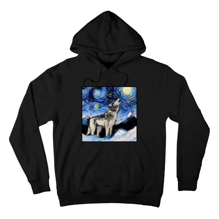 Lupine Night Wolf Painting Tall Hoodie