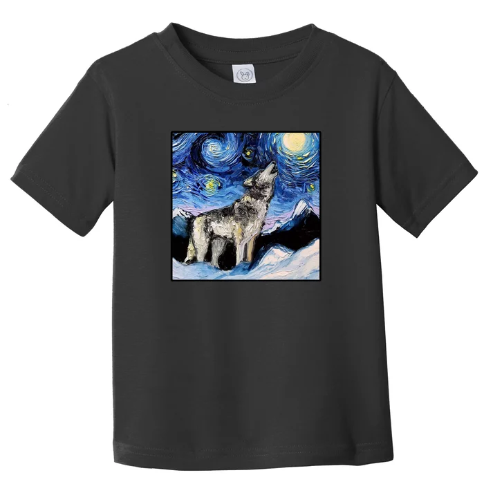 Lupine Night Wolf Painting Toddler T-Shirt