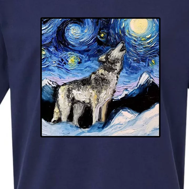 Lupine Night Wolf Painting Sueded Cloud Jersey T-Shirt