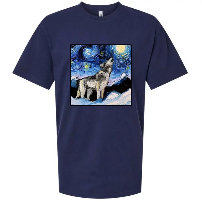 Lupine Night Wolf Painting Sueded Cloud Jersey T-Shirt