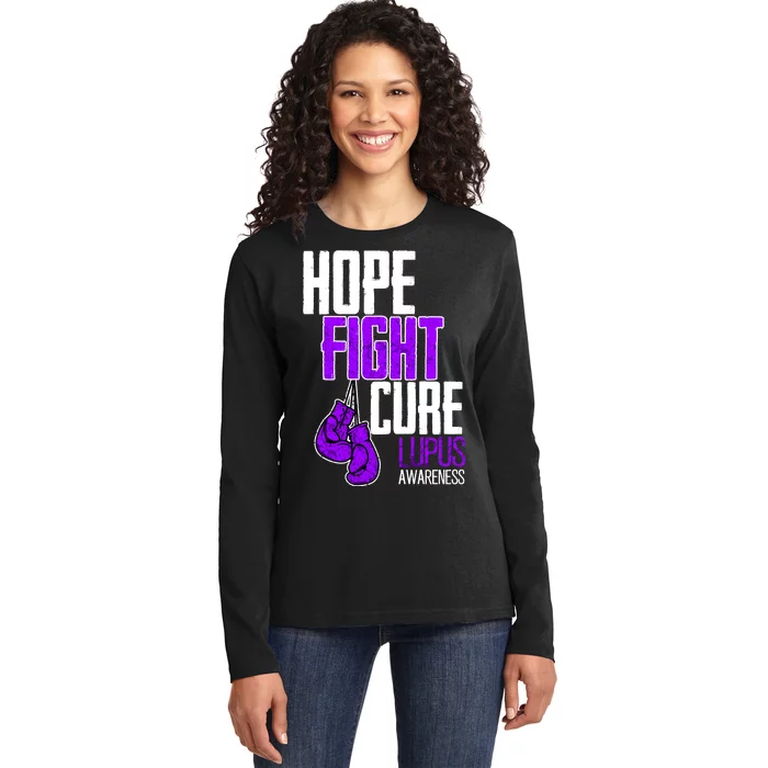 Lupus Awareness Hope Fight Cure Ladies Long Sleeve Shirt