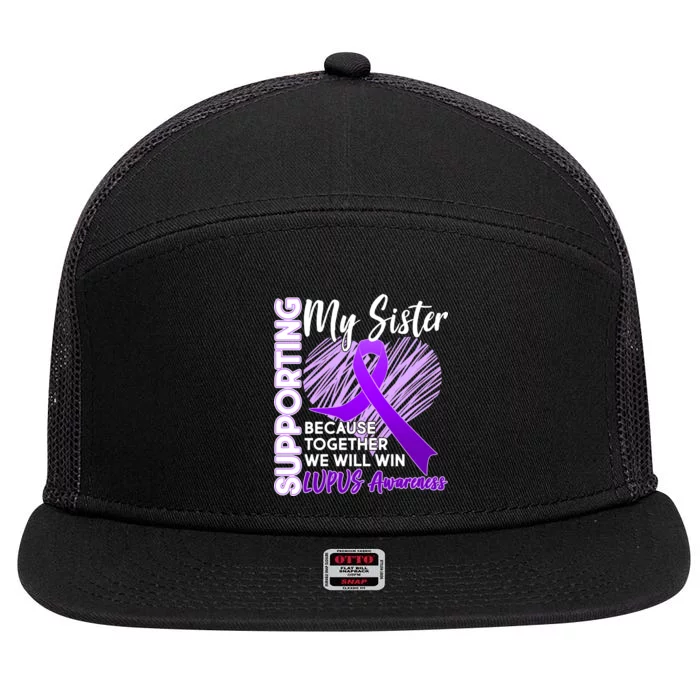 Lupus Awareness Love Support My Sister 7 Panel Mesh Trucker Snapback Hat