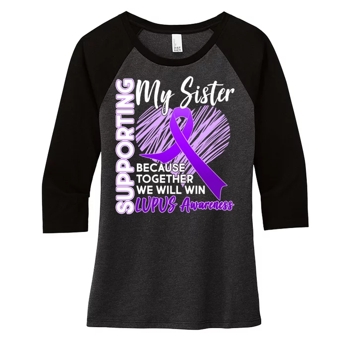 Lupus Awareness Love Support My Sister Women's Tri-Blend 3/4-Sleeve Raglan Shirt