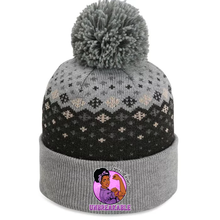 Lupus Awareness Warrior Unbreakable The Baniff Cuffed Pom Beanie