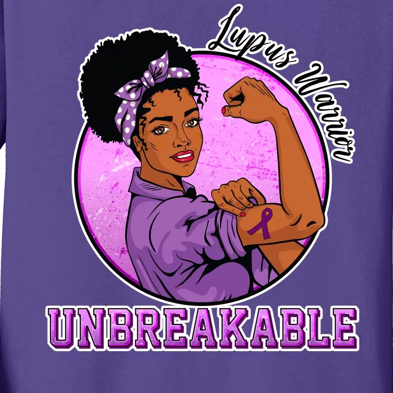 Lupus Awareness Warrior Unbreakable Kids Long Sleeve Shirt