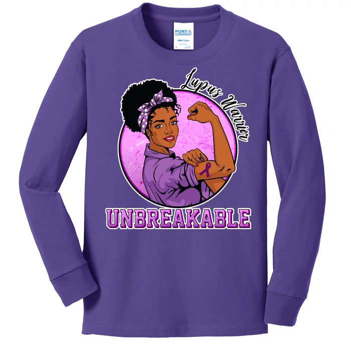 Lupus Awareness Warrior Unbreakable Kids Long Sleeve Shirt