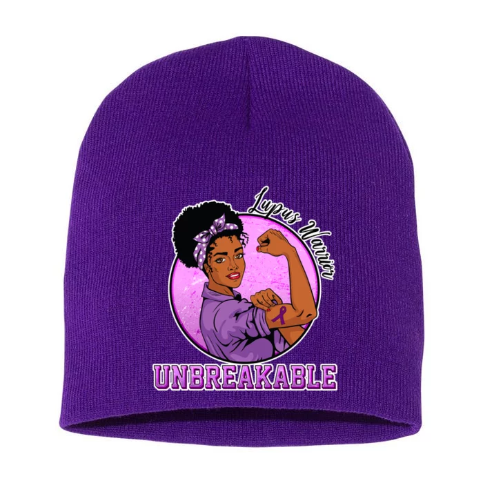 Lupus Awareness Warrior Unbreakable Short Acrylic Beanie