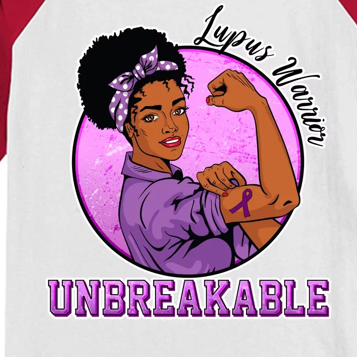 Lupus Awareness Warrior Unbreakable Kids Colorblock Raglan Jersey