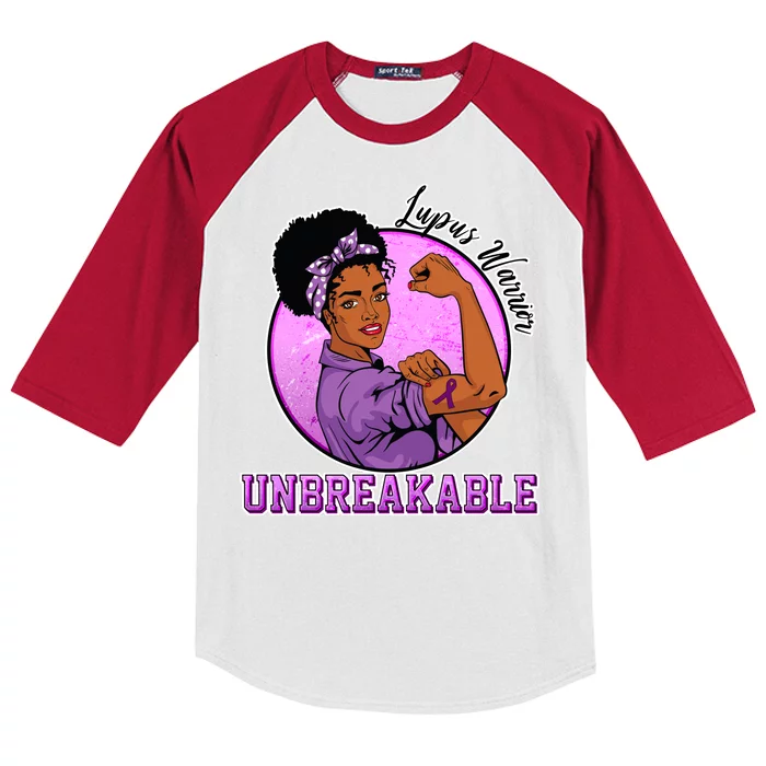 Lupus Awareness Warrior Unbreakable Kids Colorblock Raglan Jersey