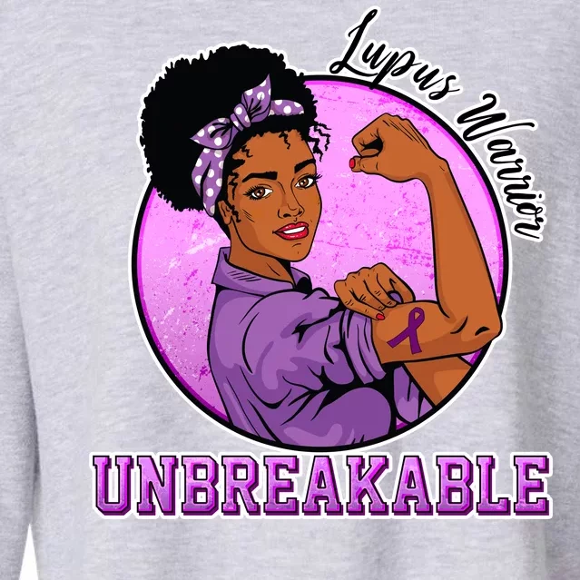 Lupus Awareness Warrior Unbreakable Cropped Pullover Crew