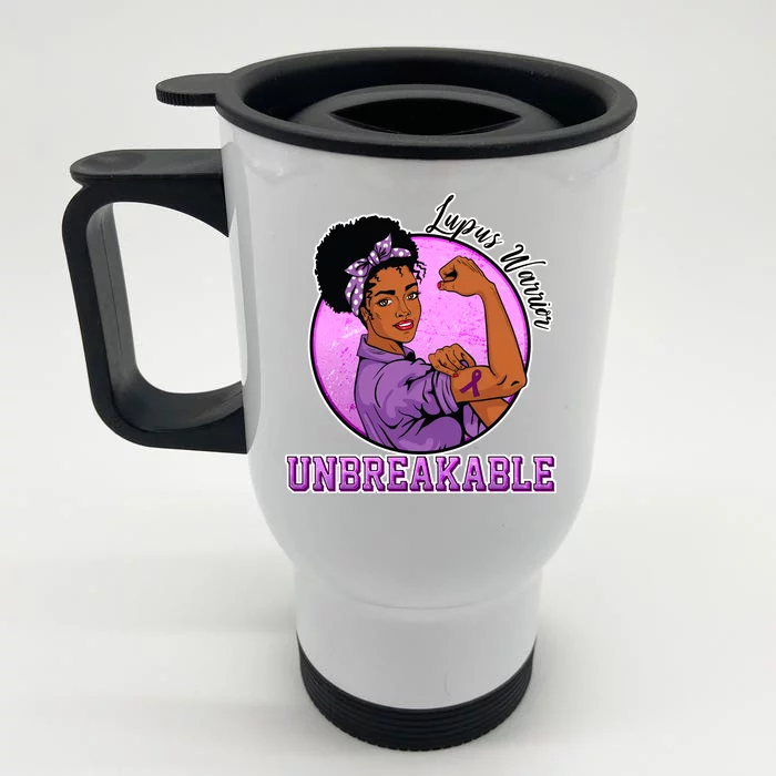 Lupus Awareness Warrior Unbreakable Front & Back Stainless Steel Travel Mug