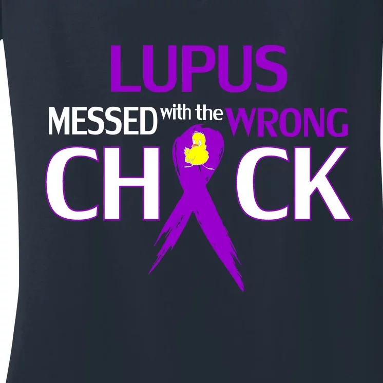 Lupus Messed With The Wrong Chick Women's V-Neck T-Shirt