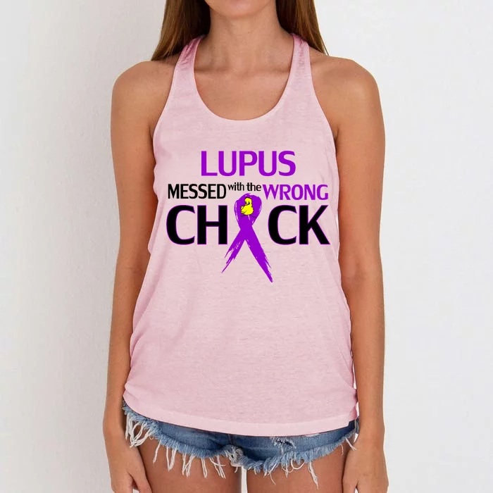 Lupus Messed With The Wrong Chick Women's Knotted Racerback Tank