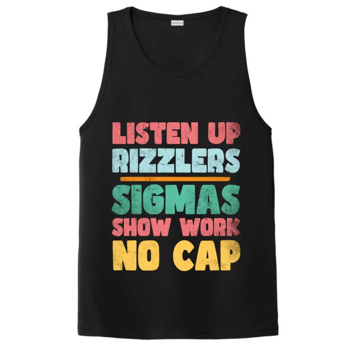 Listen Up Rizzlers Middle School Teacher Gen Alpha Slang Performance Tank