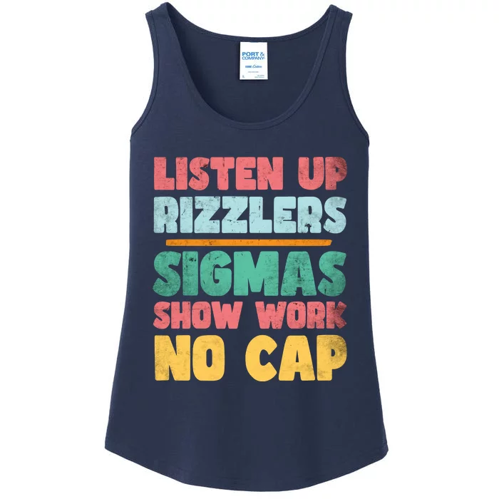 Listen Up Rizzlers Middle School Teacher Gen Alpha Slang Ladies Essential Tank