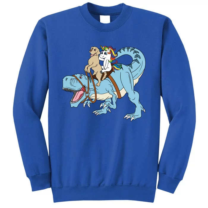 Labrador Unicorn Riding Dinosaur Trex Dino Great Gift Sweatshirt