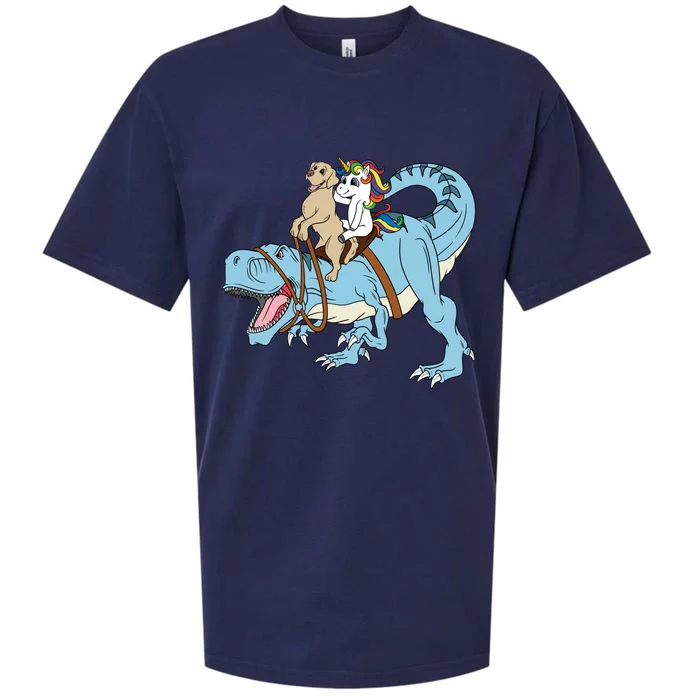 Labrador Unicorn Riding Dinosaur Trex Dino Great Gift Sueded Cloud Jersey T-Shirt