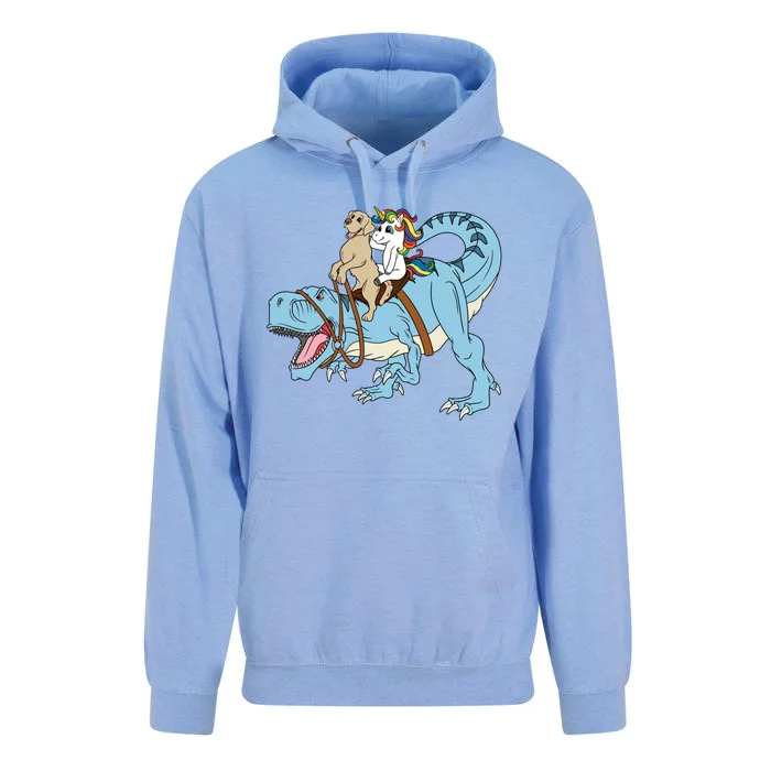 Labrador Unicorn Riding Dinosaur Trex Dino Great Gift Unisex Surf Hoodie