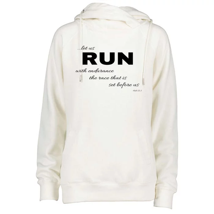 Let Us Run With Endurance Heb 12:1 Runners Gift Womens Funnel Neck Pullover Hood